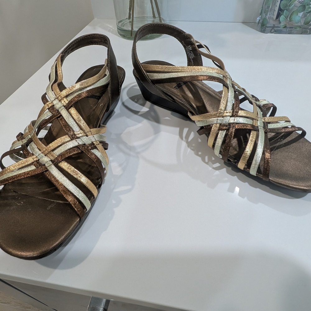Impo Strappy Sandals - Brown and Gold